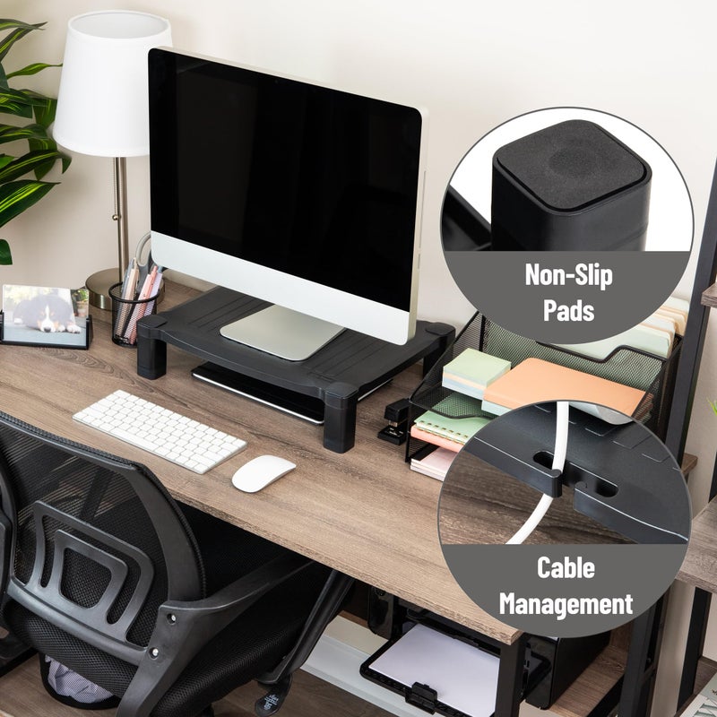 Mind Reader Monitor Stand, Height Adjustable, Desktop Organizer, Laptop Riser, Office, 17.25"L x 13.25"W x 4"H, Black - Image 5